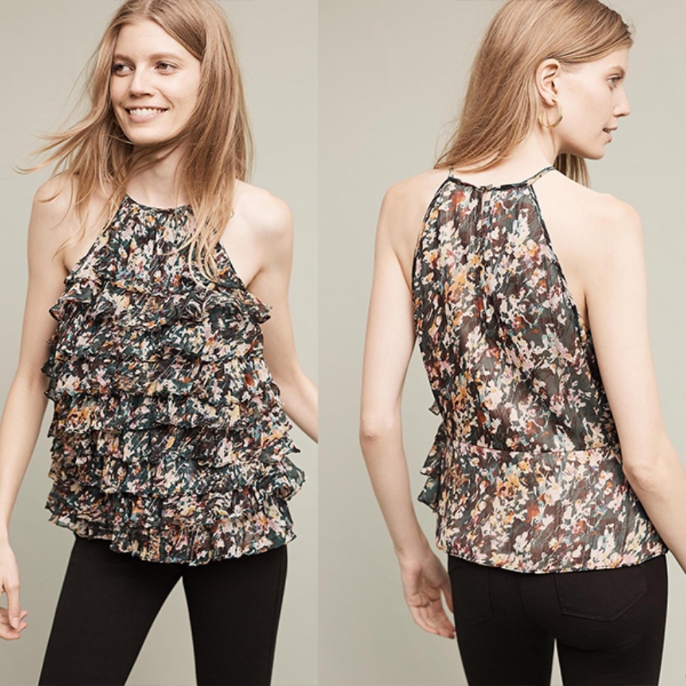Anthropologie Larina Ruffle Tank